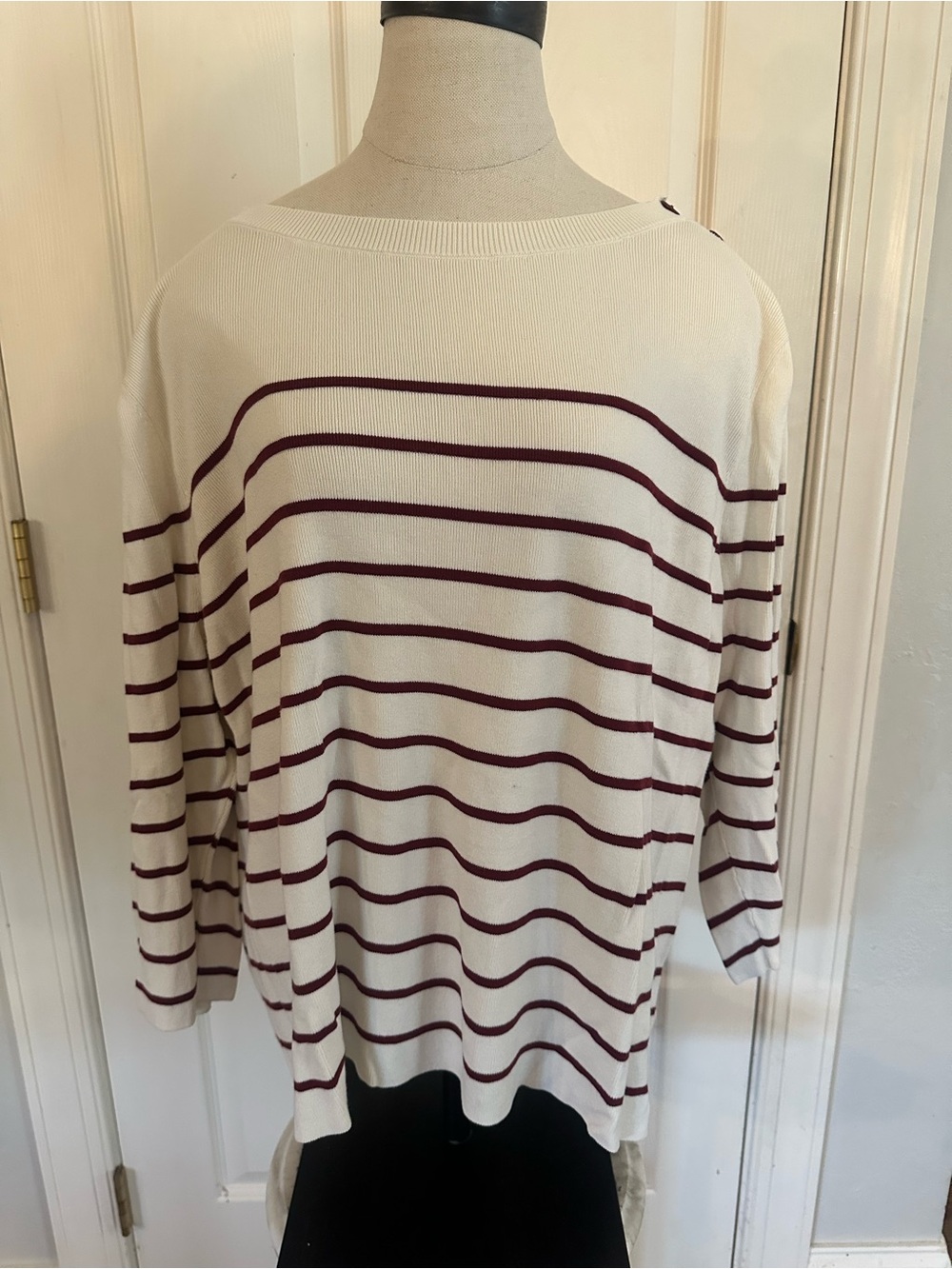 Talbots 3Xp Cream Ribbed Knit Top - Picture 2 of 5